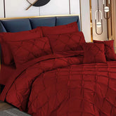 3 Pcs Pintuck Duvet Set - Red
